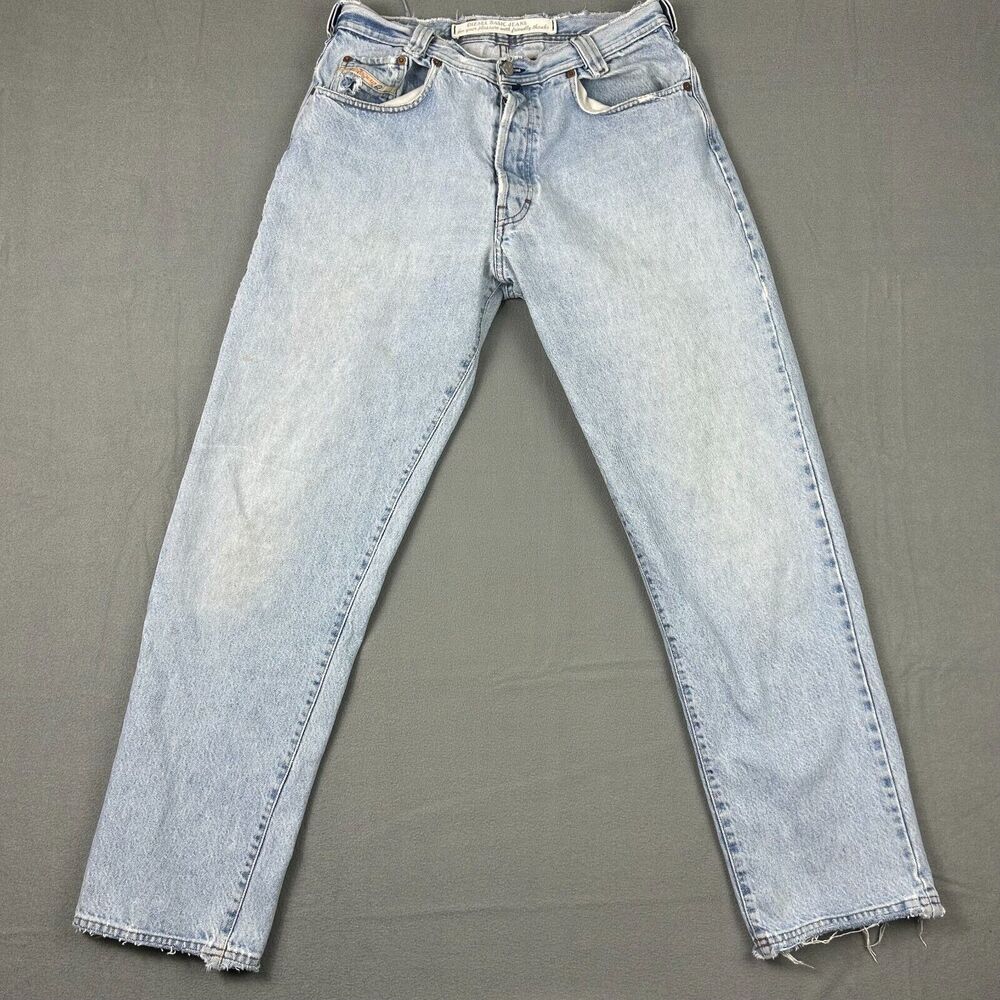 Diesel Jeans Men 34x32 Blue Button Fly Straight Leg Y2K Dingy Distressed